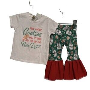 NWT Boutique “show many Cookies Will It Take To Get On The Nice List” Outfit 2T